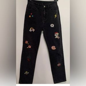 Tokidoki black patches jeans small 28”